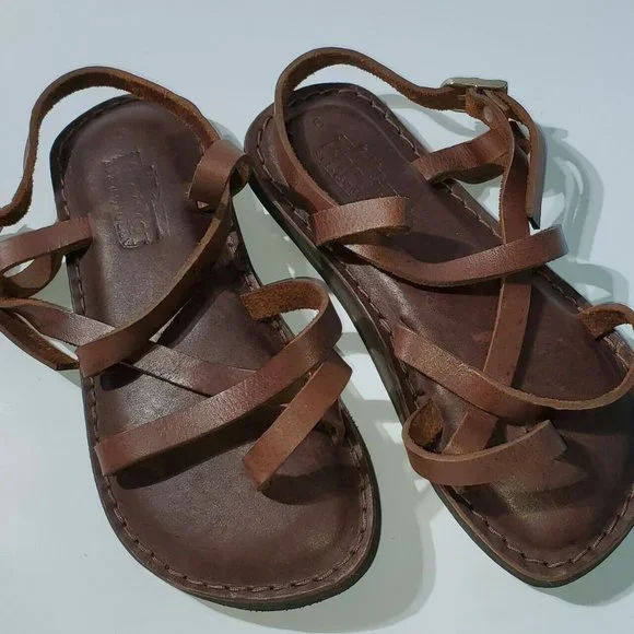 NEW JESUS - 01 SANDALS W HEEL UNISEX HANDMADE LEATHER BLACK NEW W/O BOX Black - Picture 2 of 10
